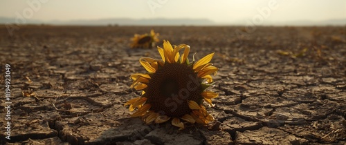 Wallpaper Mural Detailed view of a dead sunflower in a dry, arid landscape. Effects of climate change and desertification Torontodigital.ca