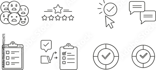 Customer Satisfaction and Feedback Line Icons Set