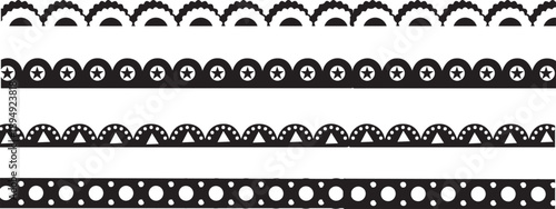 set of borders black and white Scalloped and Zigzag Borders. scalloped edge borders and dividers. Simple scalloped border