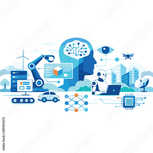 AI and robotics in modern technology illustration