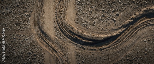 Wallpaper Mural Panoramic perspective of gravel road from above showing tire marks Torontodigital.ca
