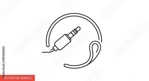 Hearing Aid Illustration Simple Line Art.
