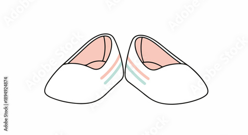 Illustration of a pair of white shoes with pink and blue stripes on a plain white background.