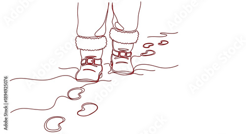 Illustration of Feet Wearing Laced Boots.