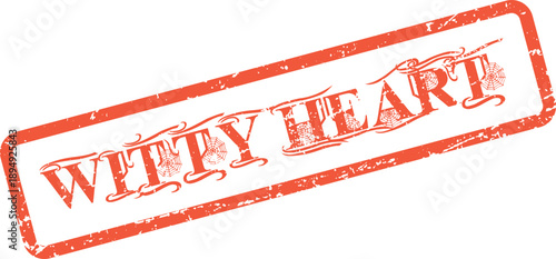 Red Witty Heart rubber stamp with distressed grunge texture for affectionate messages