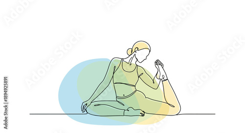 Woman Practicing Yoga with Mobile Phone.