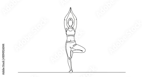 Woman Practicing Yoga in Tree Pose Outdoors.