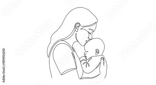 Mother Holding Baby Close to Breast.