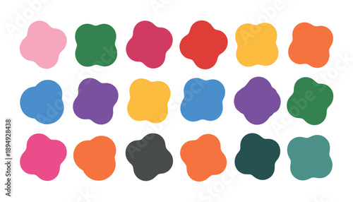 Colorful blobs on white background shapes abstract  in white background.