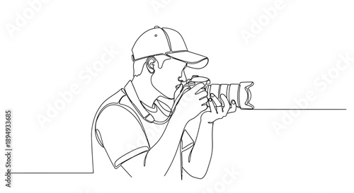 Man Taking Picture with Camera Device.