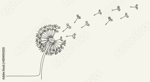 Dandelion Seeds Dispersing in the Air.