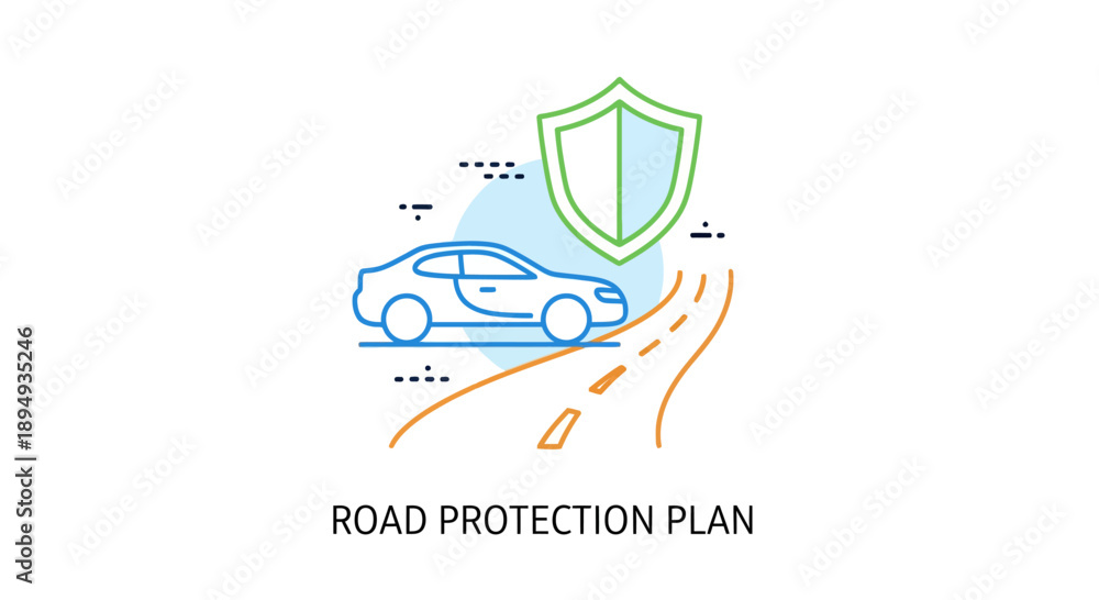 Fototapeta premium Car Insurance Protection Plan Illustration.