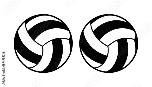 Volleyball sports balls minimal flat line icon, Outline set of volleyball vector icons for web, app design isolated on white background, classic beach ball silhouette, Volleyball ball icons in solid