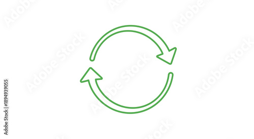 Green Circular Arrows Recycling Symbol Icon.