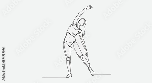Woman Stretching in Minimalist Line Art.