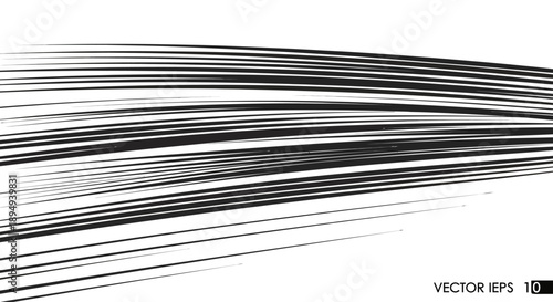 Black Lines Sweeping Across White Background.