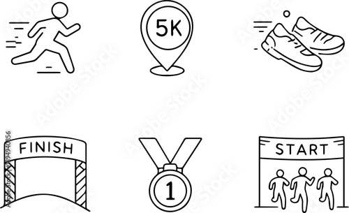 Running and Marathon Line Icon Pack