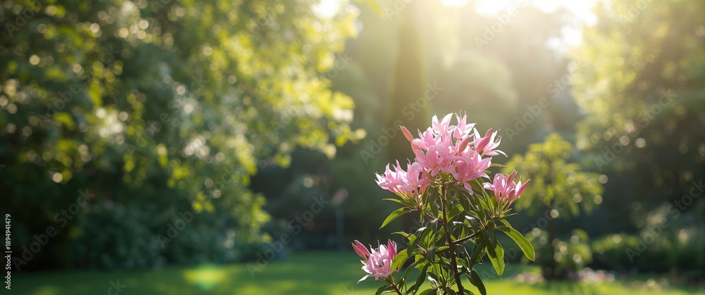 Obraz premium Pink-flowered Nerium oleander: a small tree or shrub and one of the most toxic garden plants