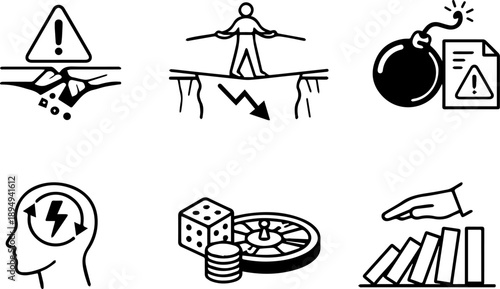 Risk and Danger Line Icons