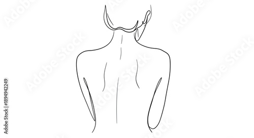 Human Back Illustration Simple Line Drawing.