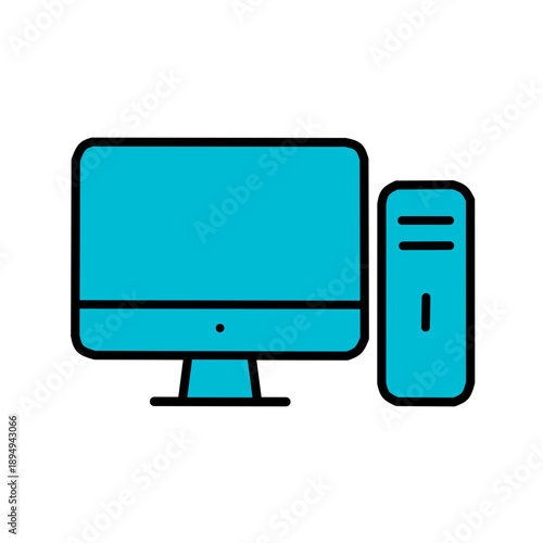 Blue Desktop Computer Icon for Web and Software Interface Design