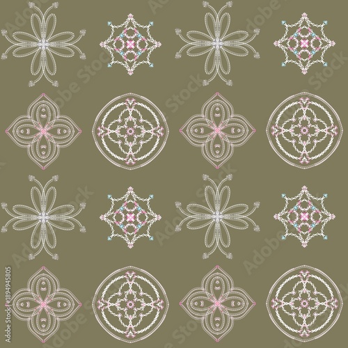 The seamless, green floral pattern can be used on textiles, wallpaper, and clothing.
