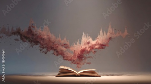 Open book with visual sound waves depicting creativity and knowledge in a unique artistic representation of literature