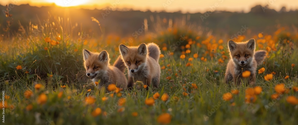 Fototapeta premium Red fox cubs