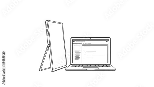 Portable Foldable Monitor Laptop Mobile Office Line Art Digital Nomad Display