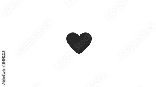 Minimalist Black Heart Icon on Clean White Background. Simple Graphic Symbol for Love, Romance, Likes, Favorites, and Health.