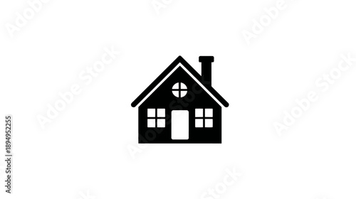 Minimalist black house icon on white background symbolizing home, property, real estate, dwelling, and residential living