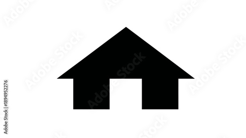 Simple black house icon, minimalist home symbol for web design, property, real estate, and residential concepts on white background.
