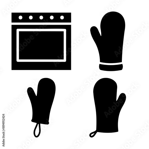 Kitchen safety set with oven, baking mitts and pot holders for home cooking
