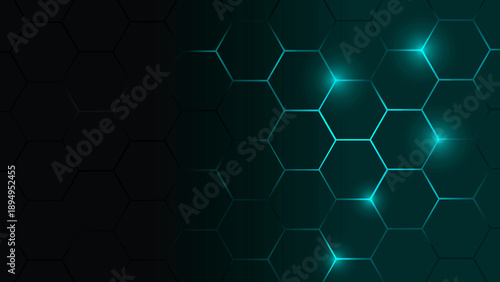 Φωτογραφία Abstract futuristic blue honeycomb hexagon pattern background with glowing light