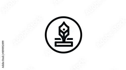 Minimalist stylized plant sprout icon within a circle, representing growth, nature, wellness, and organic development