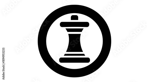 Black Queen Chess Piece Icon in Circle. Strategic Board Game Element. Game Theory, Power, and Royalty Symbol Vector.
