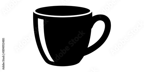 A single blank black ceramic coffee mug with a handle is isolated on a white background, perfect for a morning espresso or hot tea beverage in a cafe setting