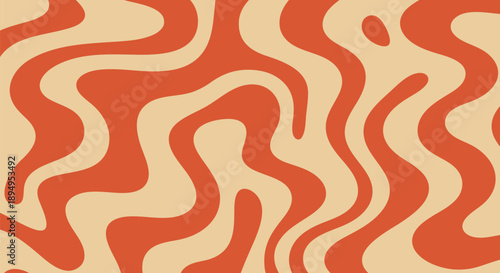 Groovy retro wavy stripes seamless pattern vector illustration with 1970s aesthetic in warm earthy tones