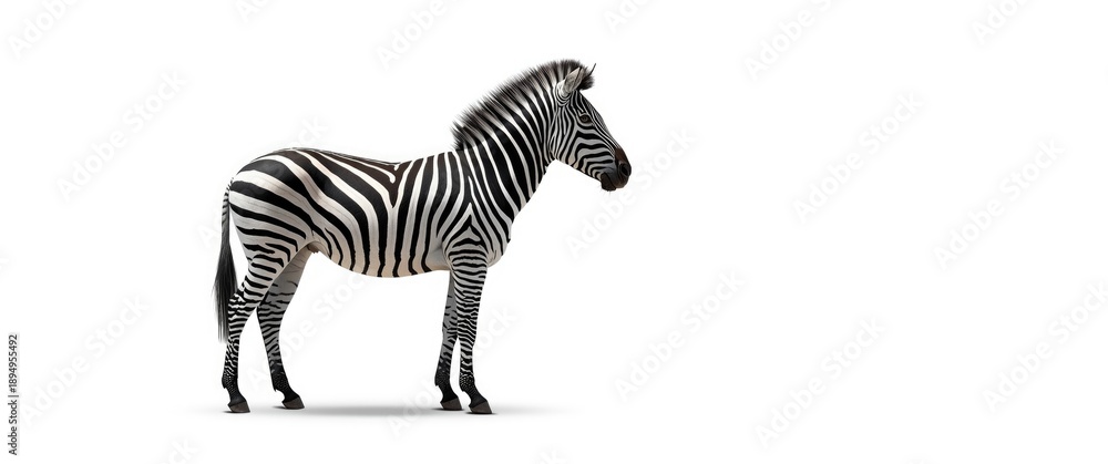 Naklejka premium White background with a zebra animal
