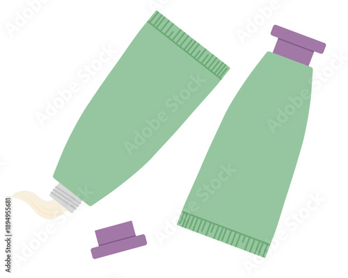 Cream in a mini tube, vector illustration. Cosmetics for face and body skin care.