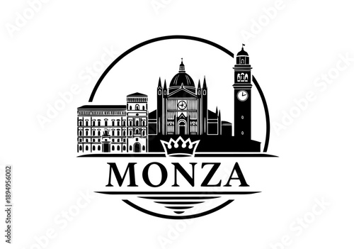 Monza Cityscape Vector Illustration - Iconic Italian Architecture and Skyline Art