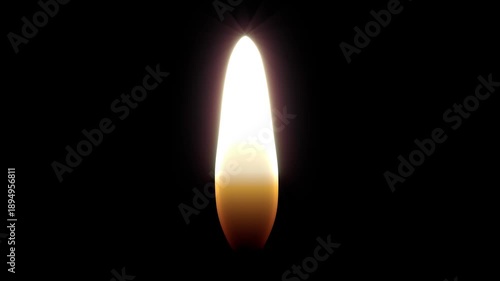 Candle flame looped animation. Glowing candlelight motion effect isolated on black