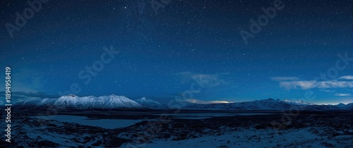 Vyk, Iceland: A Starry Sky Above Mountain Ranges at Night