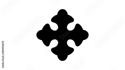 Christian cross sign, black isolated silhouette