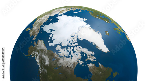 Bild auf Leinwand Earth globe, Arctic Ocean isolated on transparent background