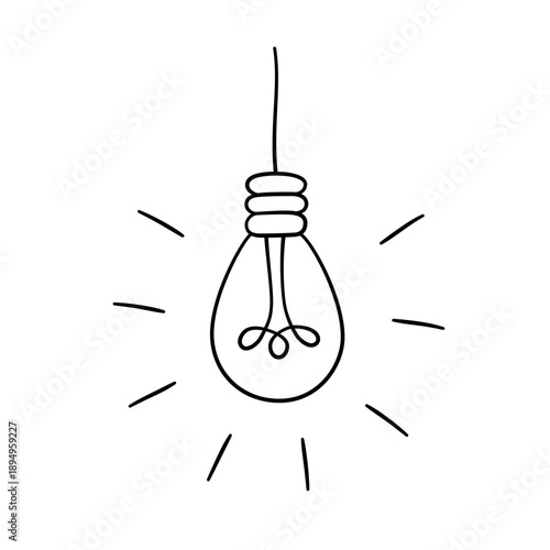 Hand drawn vector set of Light Bulbs. Collection of loft lamps in doodle style.