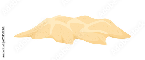 Heap of dry beach sand isolated on white background. Icon. Vector cartoon flat illustration
