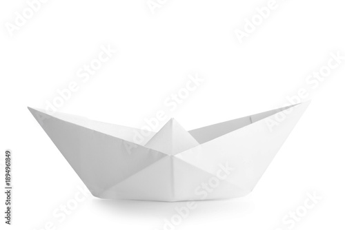 Paper boat on white background