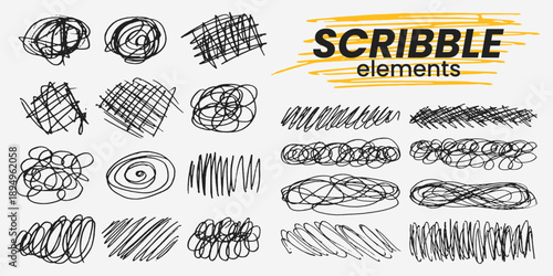 Freehand scribble vector collection. Thin sketchy lines tangled curves and underline marks. Rough pencil texture with casual handwritten look for graphic elements.