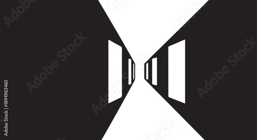 Monochromatic Corridor with Symmetrical White and Black Passageway